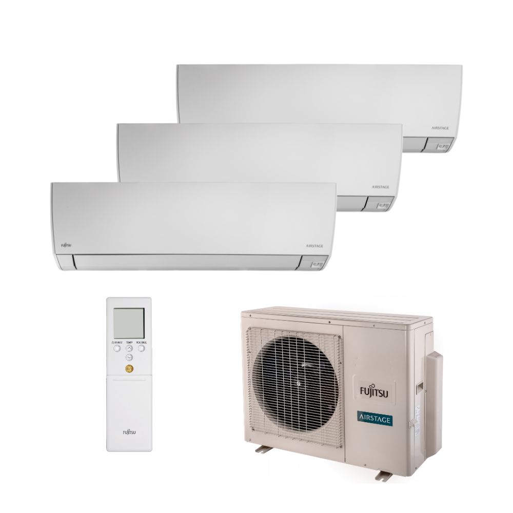 Ar Condicionado Multi Split Inverter R-410 Fujitsu 18.000 BTUs (2 Evap 9.000 e 1 Evap 12.000) Quente/Frio 220V Monofásico 