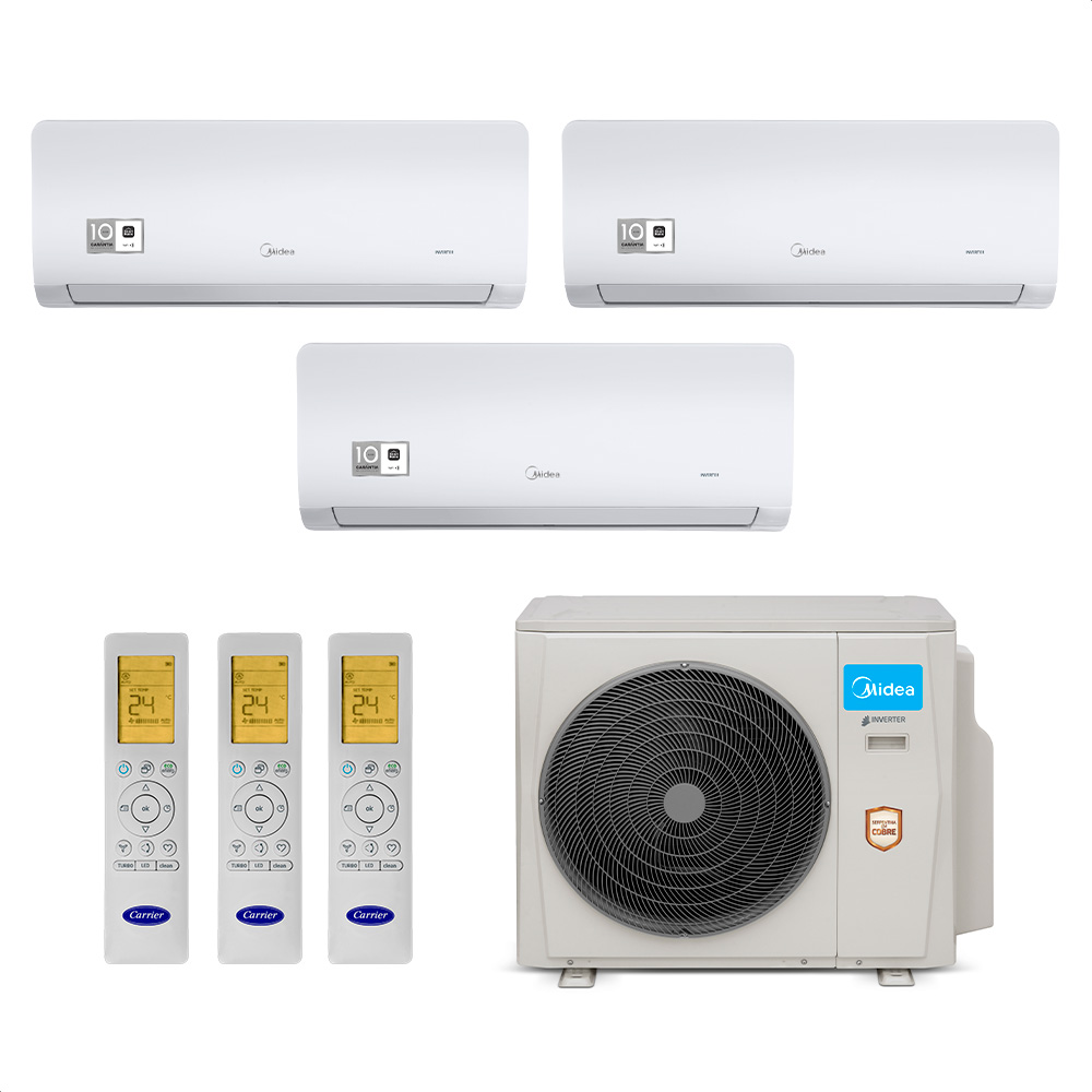 Ar Condicionado Multi Split Inverter Midea Xtreme Save Connect 18.000 Btus (1 Evap 9.000 e 2x Evap 12.000) Quente/frio 220V Monofásico