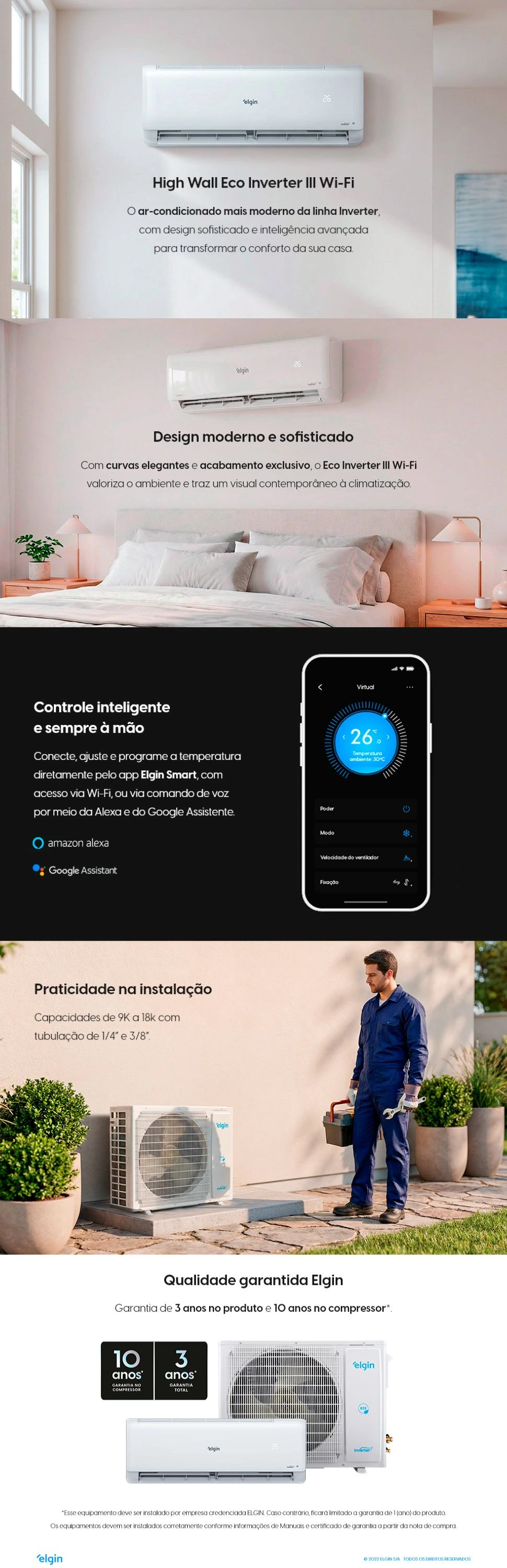 Detalhes do Ar Condicionado Hi Wall Elgin Inverter